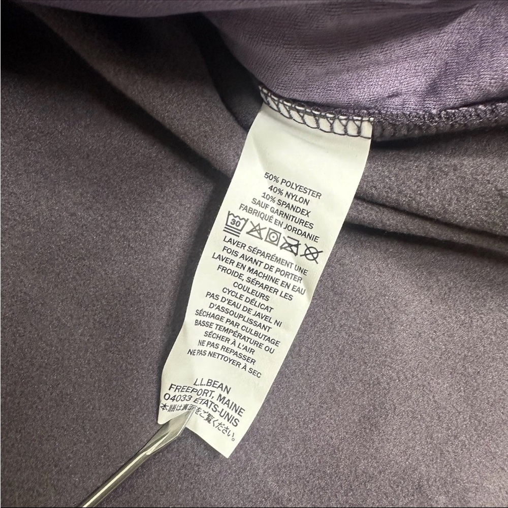 L.L. Bean Women's L REG Heathered Plum Zip Hoodie Thumb Holes Primaloft Fleece - Picture 5 of 13